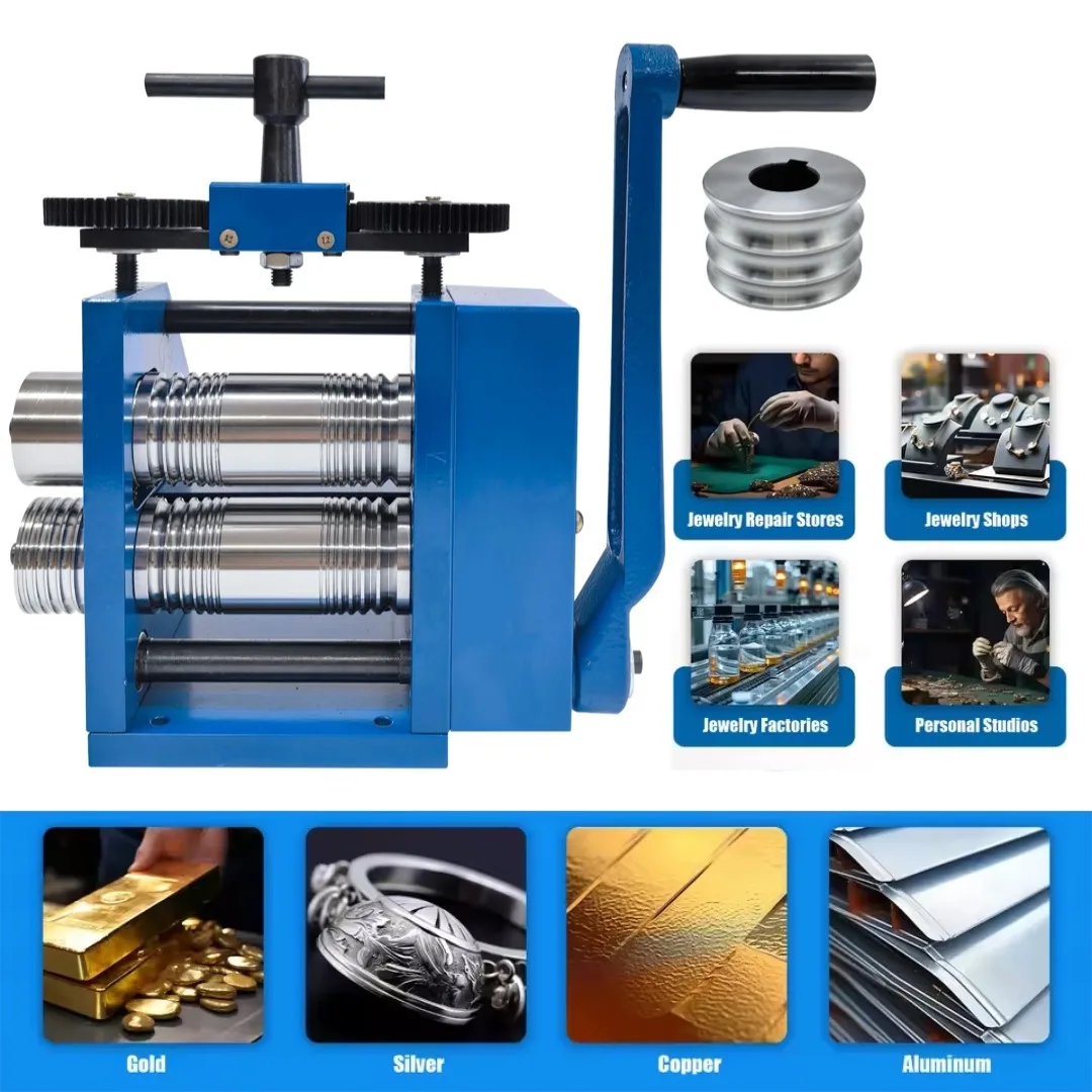 

3-in-1 & 4-in-1 Jewelry Rolling Mill Machine: Flat/Square/Half-Round/Round Press European Manual Metal Jewelry Roller Machine