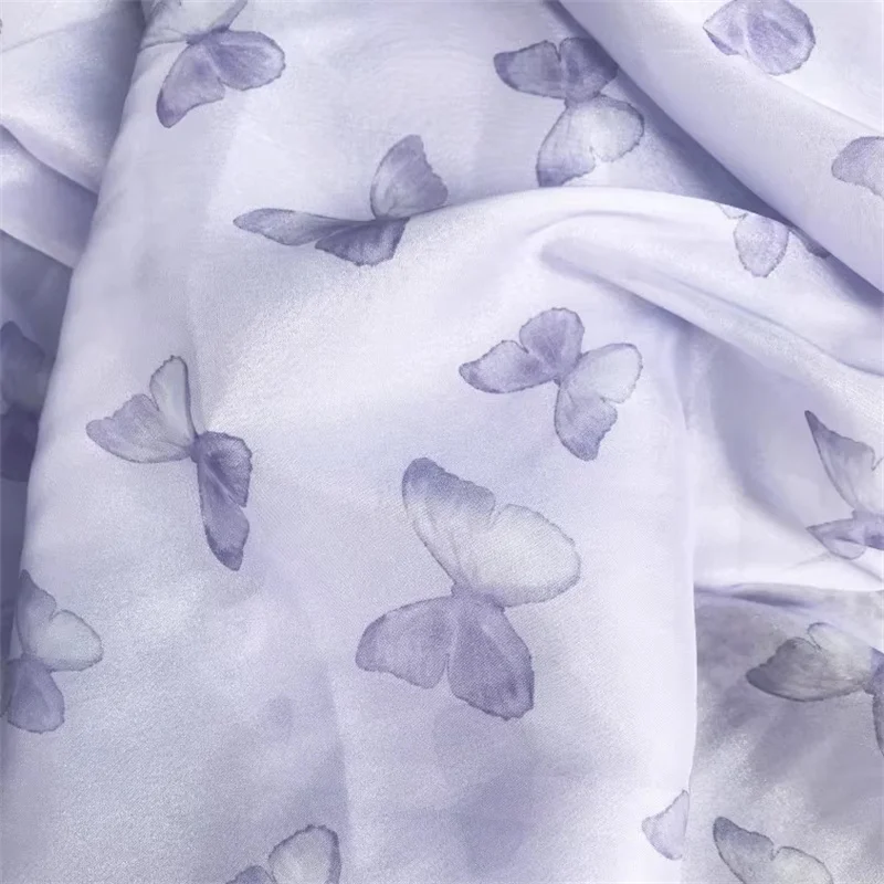 

Purple butterfly printed diamond chiffon fabric can be used for dresses, skirts, Hanfu, children's clothing fabrics