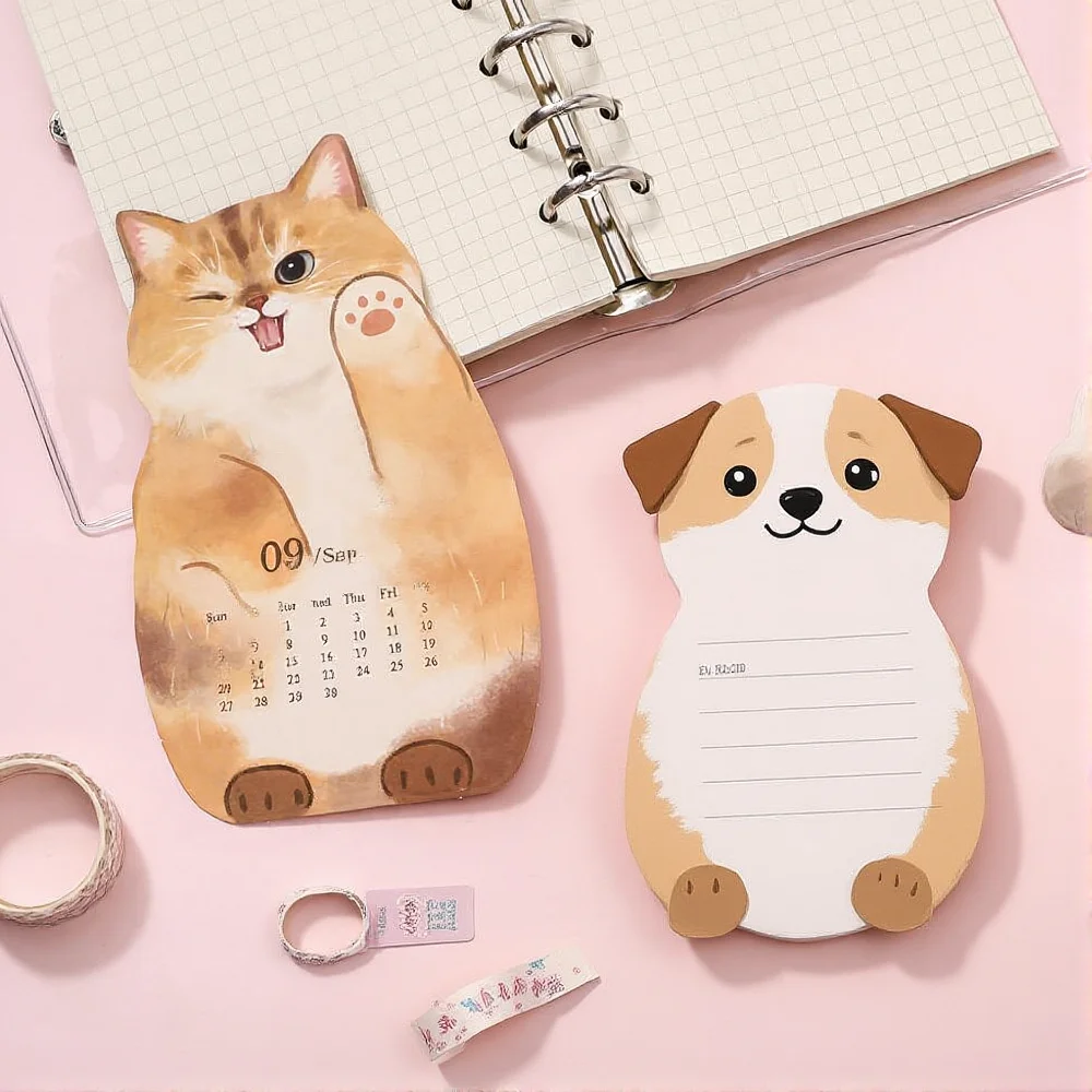 

Милый стол, повестка дня, плотная бумага, годовой планировщик для домашних животных, настольный календарь для кошек, простое украшение, планировщик стола для собак, подарок для друзей