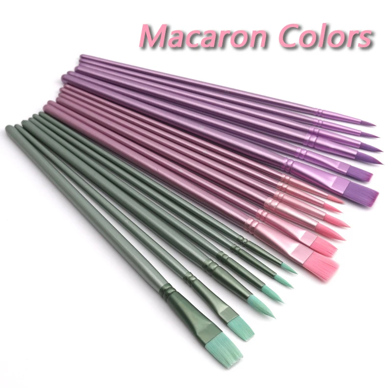 4/6pcs Watercolor Brush Set Pointed Round Flat Head Soft Hair Beginner's Art Student Hand Drawn Nylon Painting Material