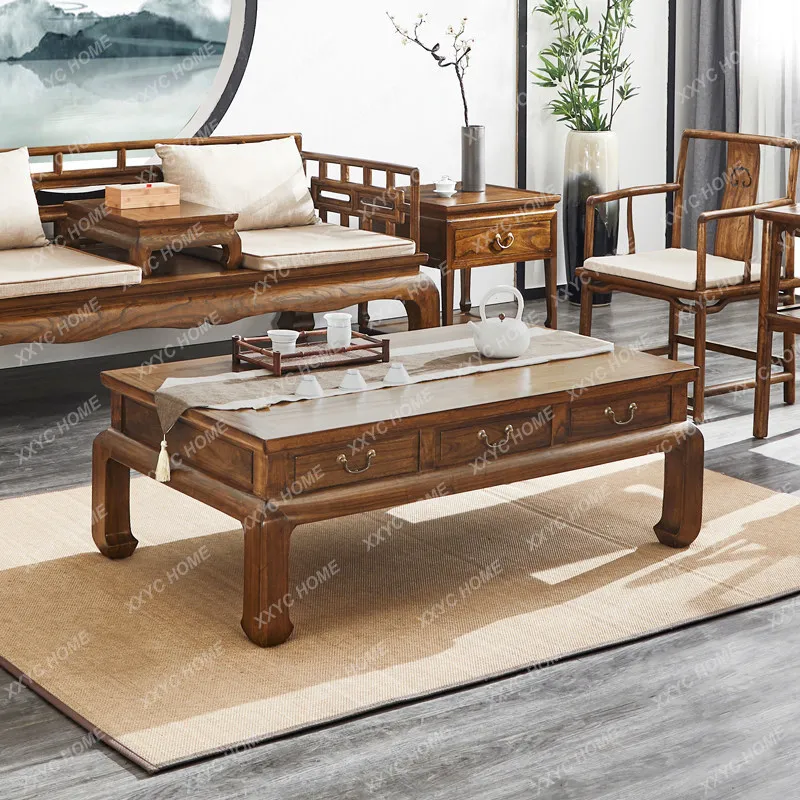 New Chinese style living room coffee table old elm antique solid wood storage square table classical furniture