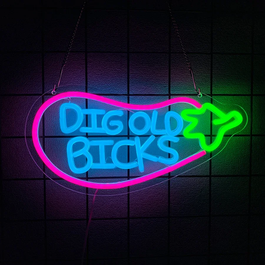 

Cartoon Eggplant Luminous Dig for Artistic Decor of Beer Old Parties and Man Bicks Neon Sign Icon Used Bars Game Novelty Lights