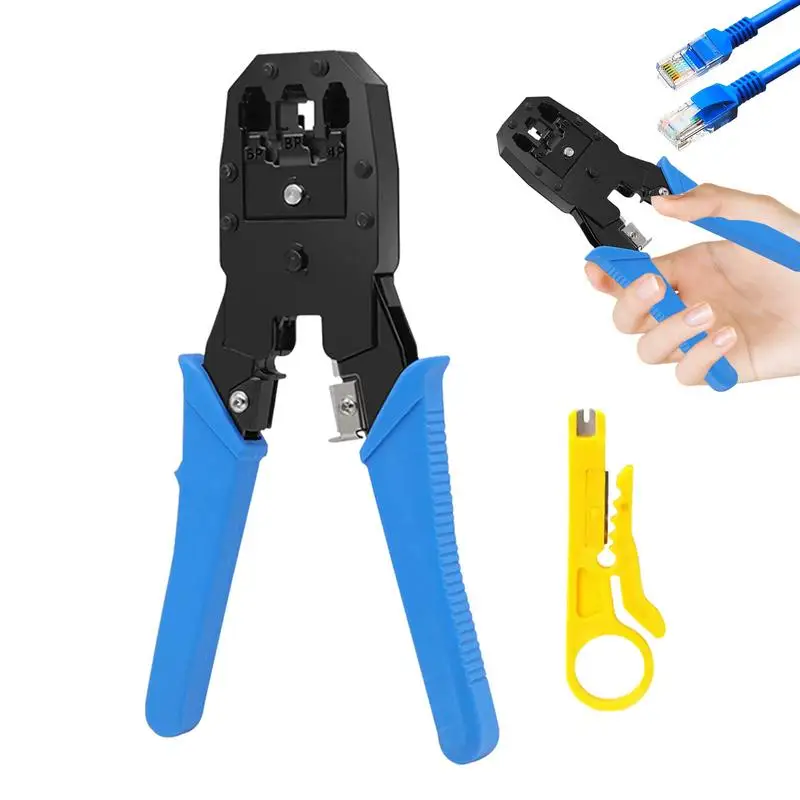 Network Cable Crimper 3-in-1 Cable Stripper Ethernet Crimper Tool Multi-Purpose Hand Cutting Tools Stripping Pliers Telephone