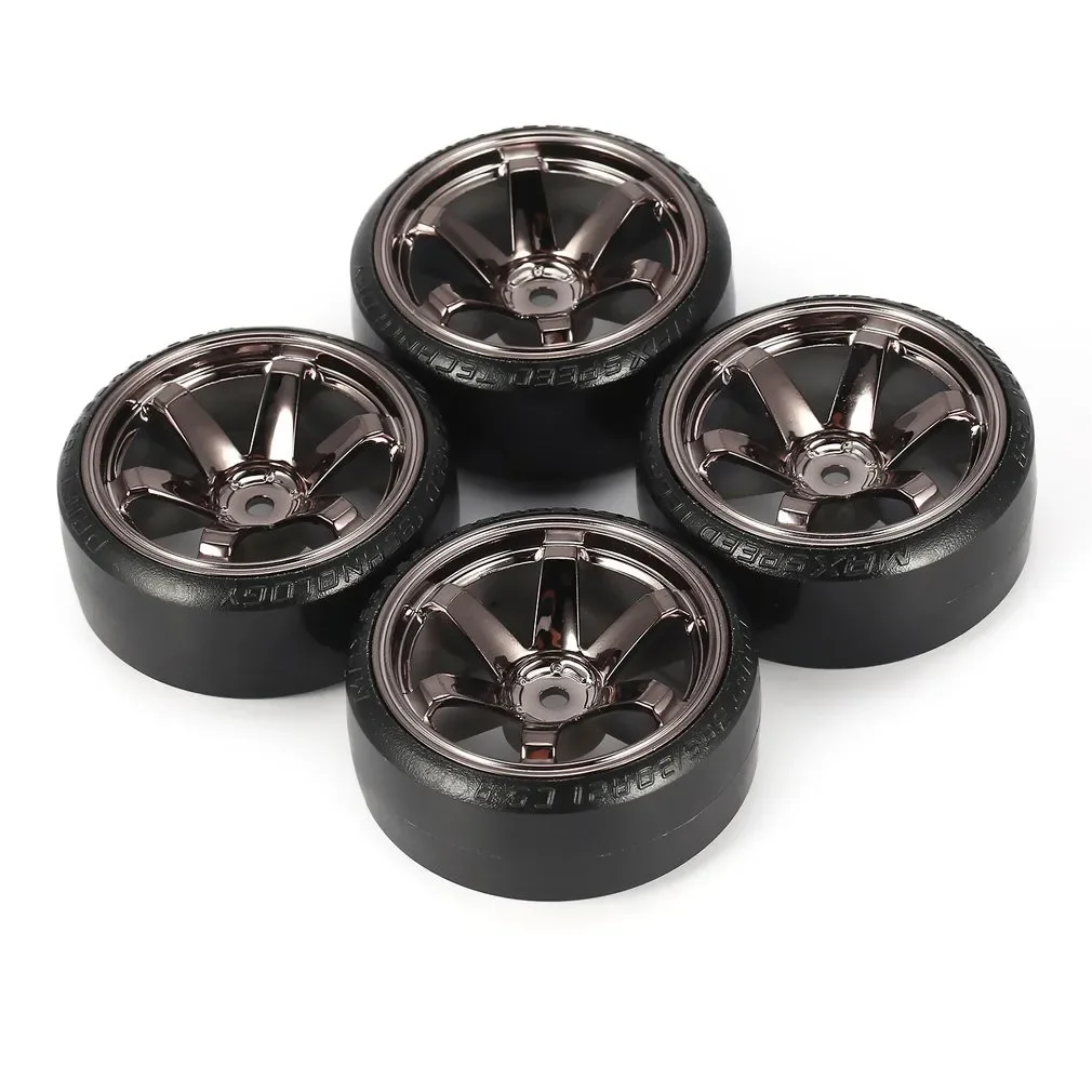 4 adet 60mm 1/10 RC Drift araba jant lastiği seti sert plastik Hub
