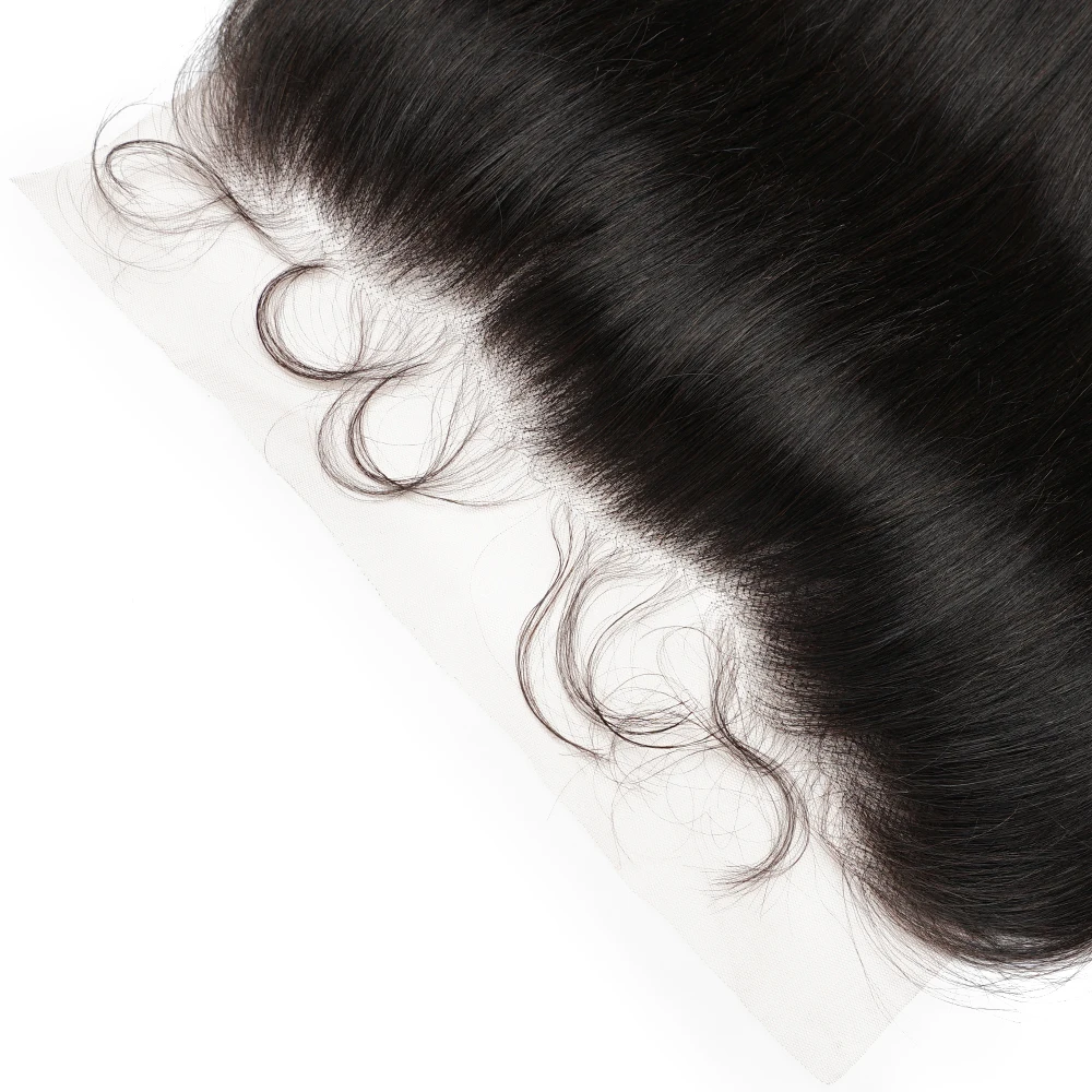 Cabello humano brasileño predespuntado, encaje Frontal transparente, Remy, 13x6, 12 a 20 pulgadas, cabello de bebé