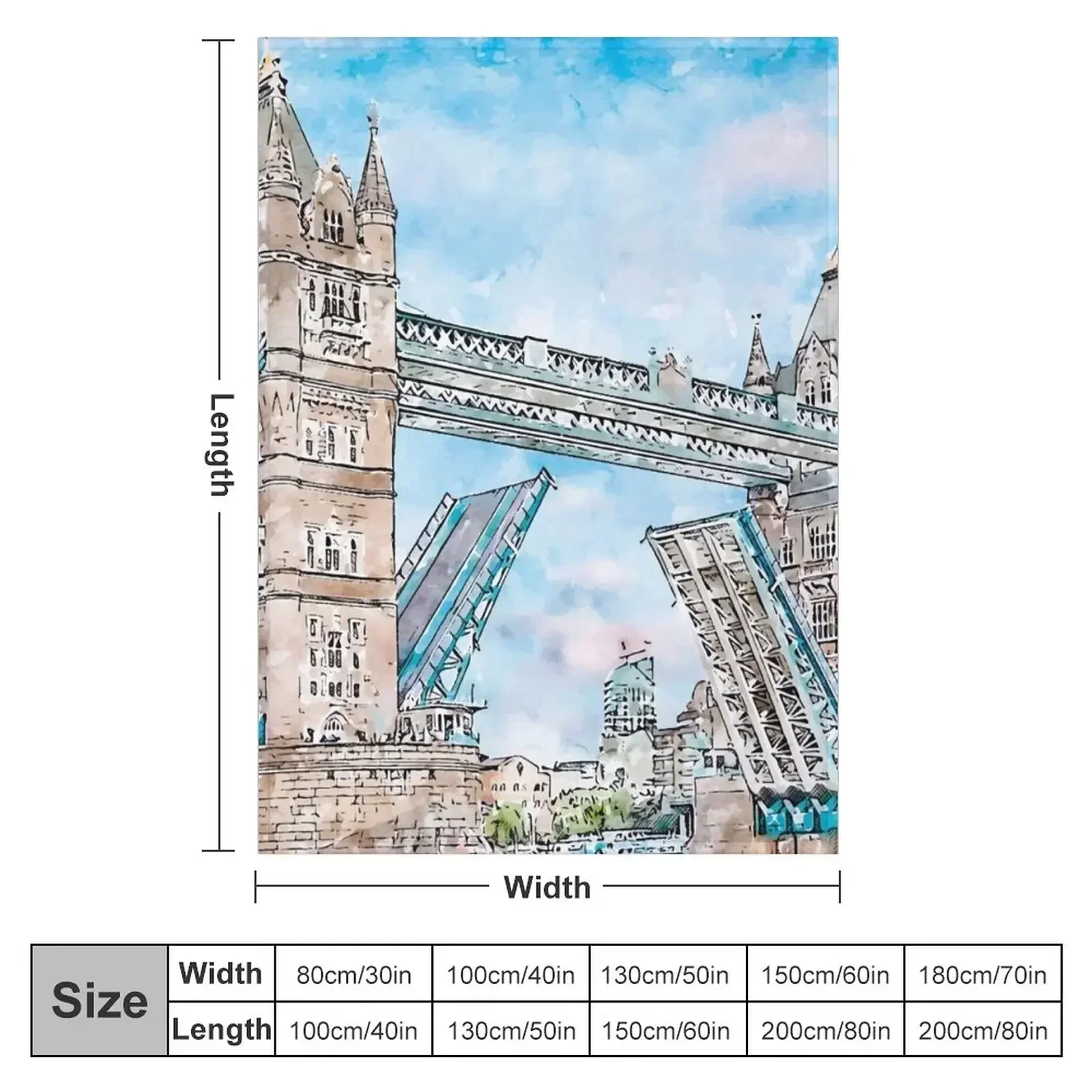 Tower Bridge London paint Throw Blanket Vintage Custom for babies Warm Soft Luxury Designer Blankets