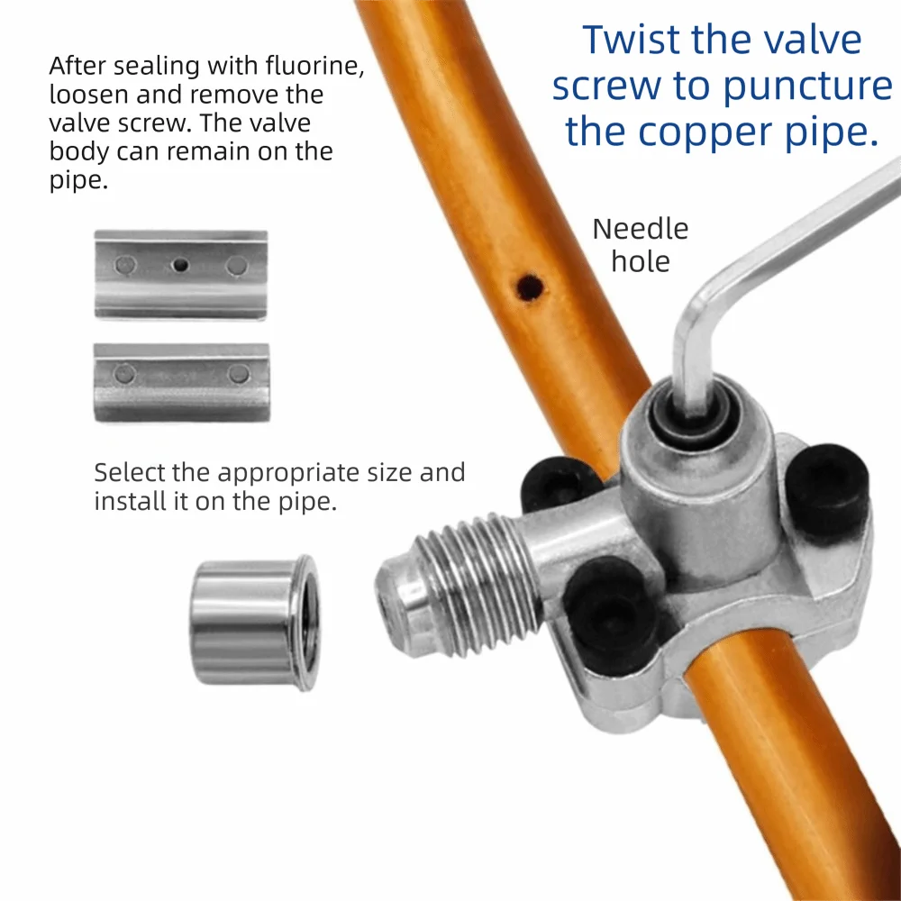 Zinc Alloy Line Piercing Valve Kit Copper Tubes 6 To 10MM Refrigerator Liquid Adding Valves 1Pc Kit Maintenance BPV-31 Valve Kit