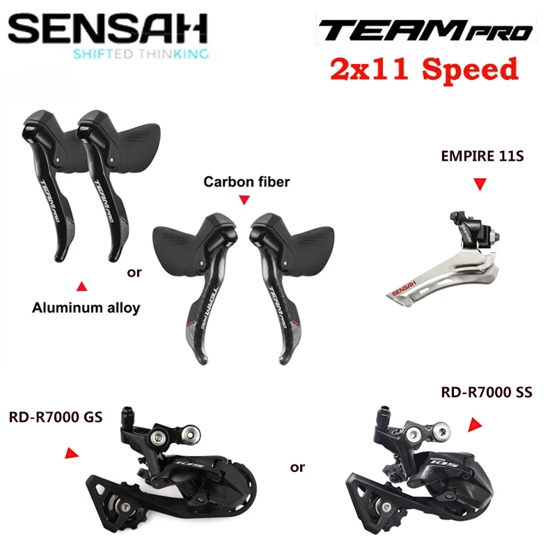 SENSAH 2X11S TEAM PRO Shifter + front Derailleur + R7000 Rear Derailleur road Bike Derailleur for Shimano 105 R7000 R8000 Parts