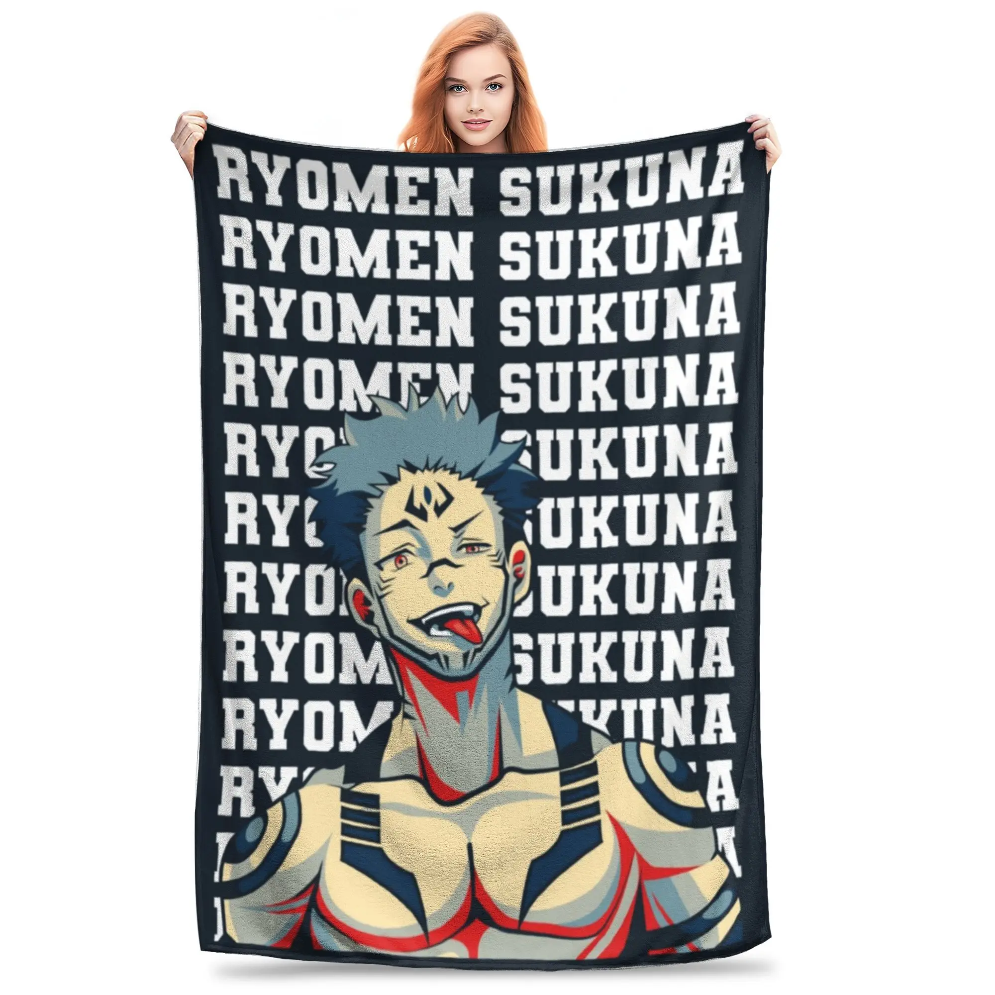 Jujutsu Kaisen Ryomen Sukuna Blanket Velvet Decoration JK  Multifunction Super Soft Throw Blanket for Bedding Office Bedspread