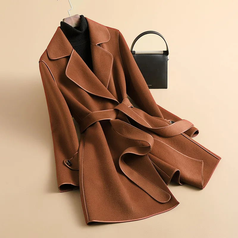 Double-sided wool coat women's high-end double-sided woolen loose coat women's clothing 2025 autumn new coat women's woolen