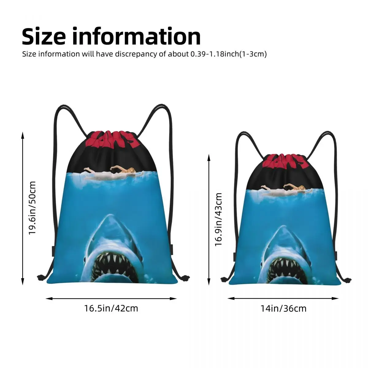 Jaws Movie Poster bolsas con cordón portátiles multifunción, bolsa deportiva para libros