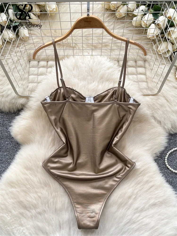American Ins Sexy Bodysuits Fashion Sequins Corset Sheath Chic Women Rompers Clubwear Shiny Party Strap Playsuits