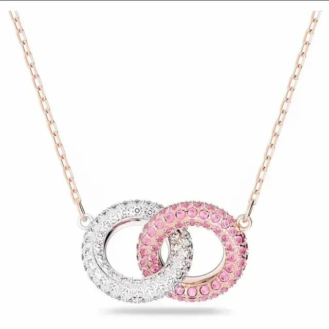 2024 Original  Stainless Steel Earrings Necklace Bracelet Ldyllia Pink Zircon Crystal Women's Jewelry with Logo