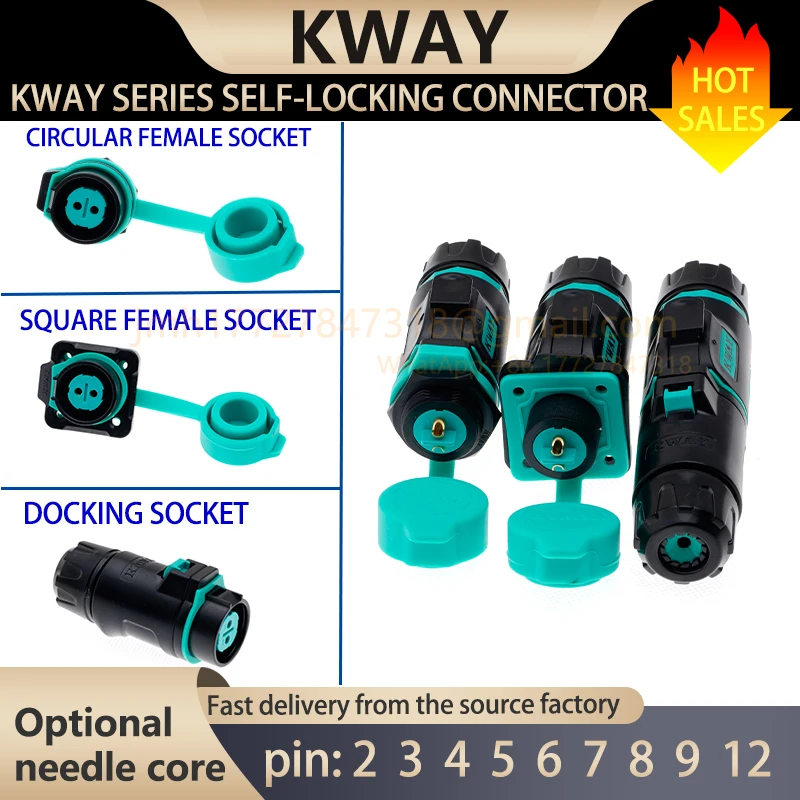 1 set of KWAY-K12 K16 K20 aviation grade IP68 outdoor waterproof connectors Outdoor power connector