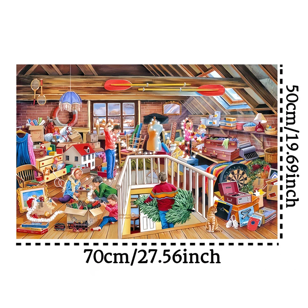 1000 pièces Puzzle pour adultes-scène de grenier organisée avec des couleurs vives, projet de bricolage de décoration de maison familiale, jeu de casse-tête