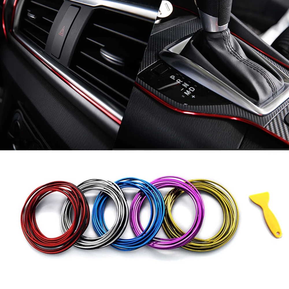 5M Interior Car Moulding Trim Strips DIY Flexible Anti Scratch Lines 5m Decoration Strip Dashboard Car-styling Accessories