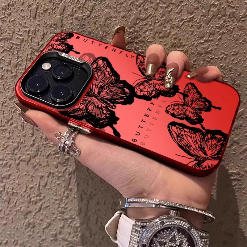 Fashion Retro Butterfly Phone Case For iPhone 15 14 13 12 11 Pro Max X XR XS Max Clear Shockproof Bumper TPU PC Back Cover