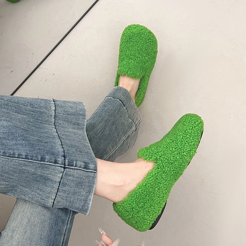 

Туфли на плоской подошве больших размеров, новые замшевые теплые хлопковые туфли с круглым носком и глубоким носком на осень и зиму