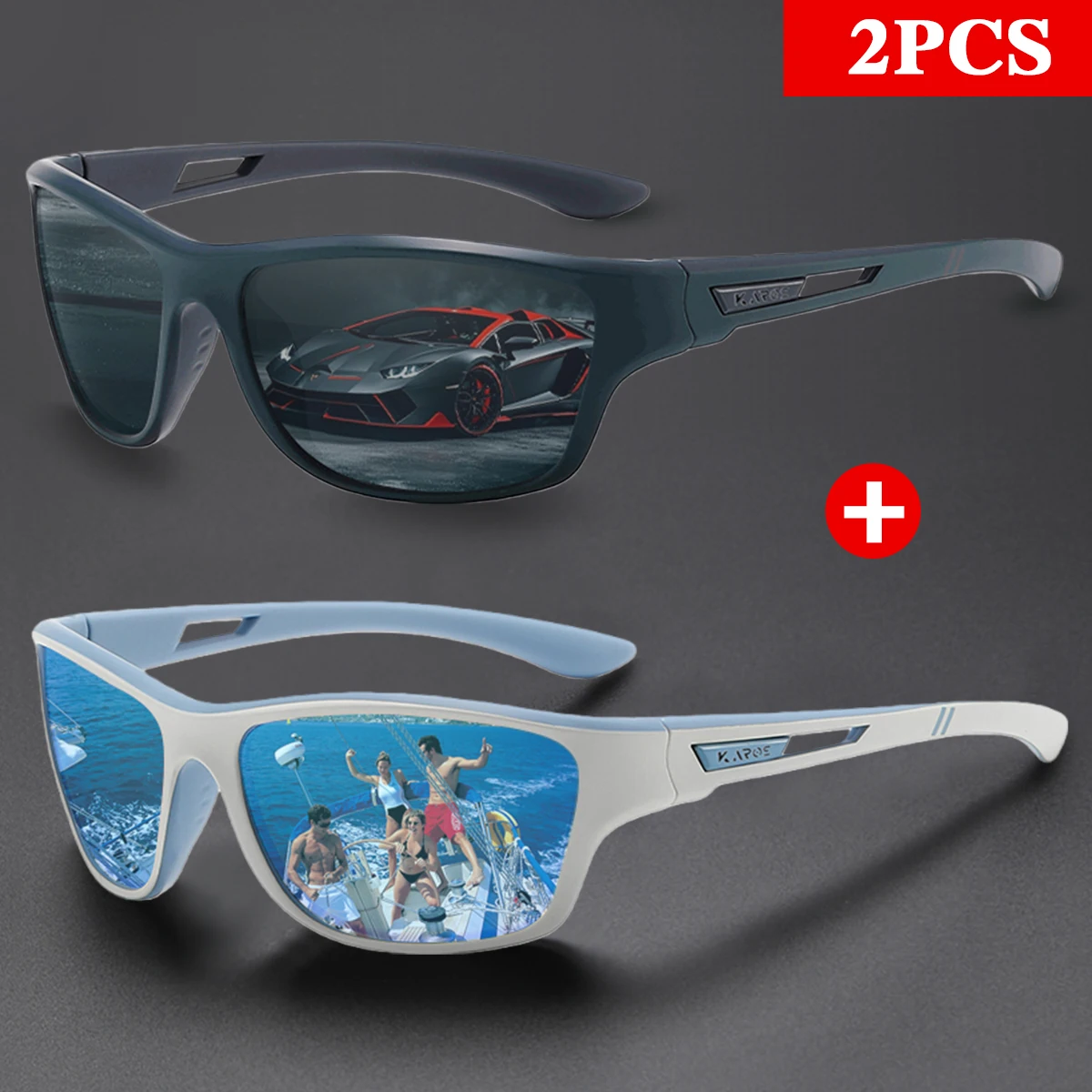 2 Teile/satz Karos Polarisierte Radfahren Sonnenbrille UV400 Schutz Winddicht Gläser Männer Frauen Outdoor Sport Fahren Angeln Brillen