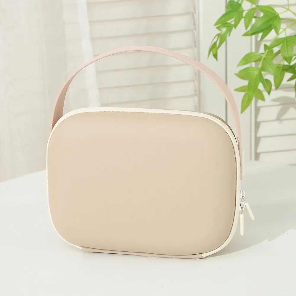 Waterproof PU Cosmetic Bag Handle Candy Color Portable Tote Bag Space Saving Multi-Functional Wash Storage Bag Bathroom