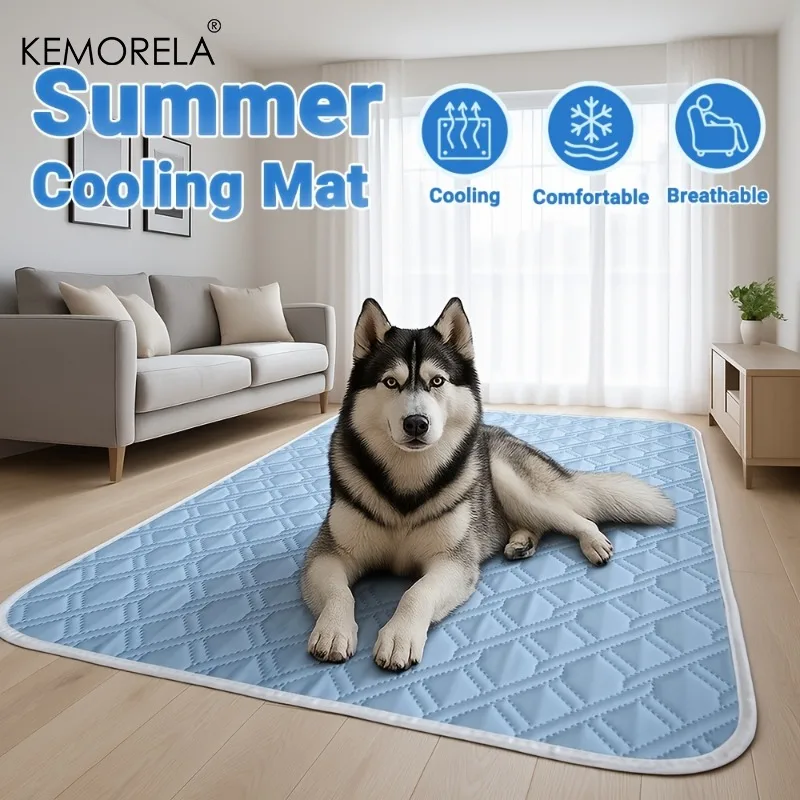 Kemorela 1pc Tapete Refrescante de Verão para Cães, Tapete de Fibra Gelada Universal para Filhotes e Cães Adultos