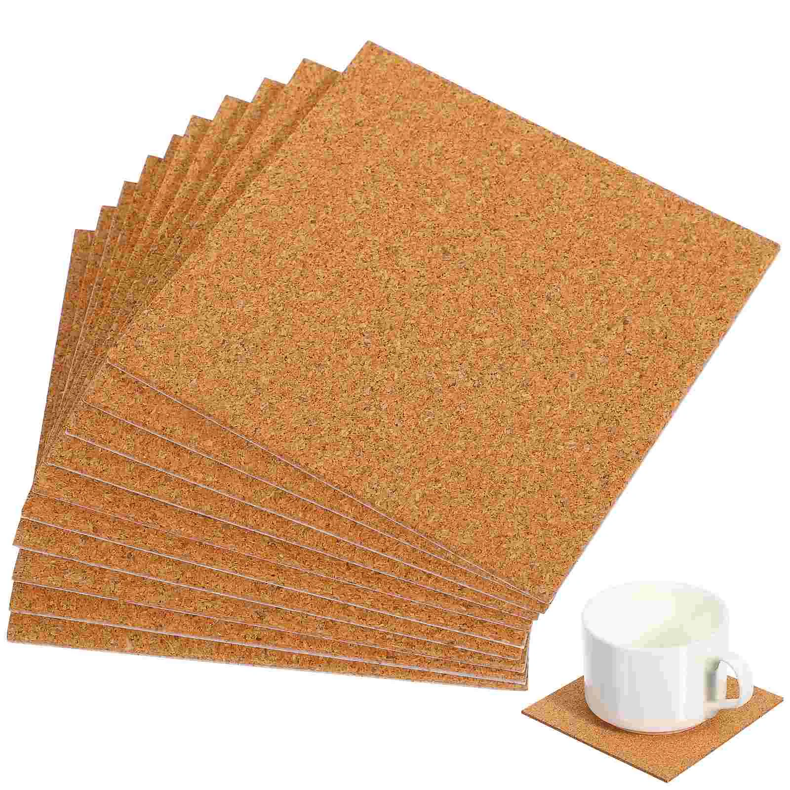 10PCS Self-adhesive Cork Coasters Squares Cork Mats Cork Backing Sheets for Coasters and DIY Crafts Supplies