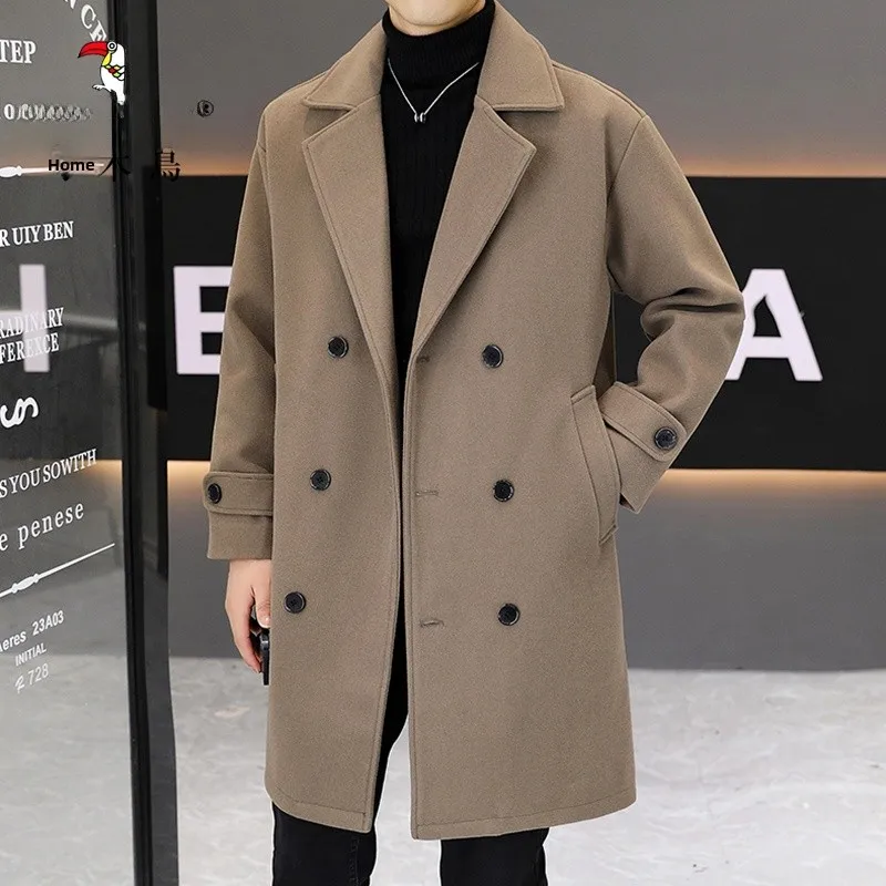 

Зимнее мужское шерстяное пальто TUCANO премиум-класса, средней длины, с отложным воротником, на двух пуговицах, свободного кроя, модная теплая стильная верхняя одежда