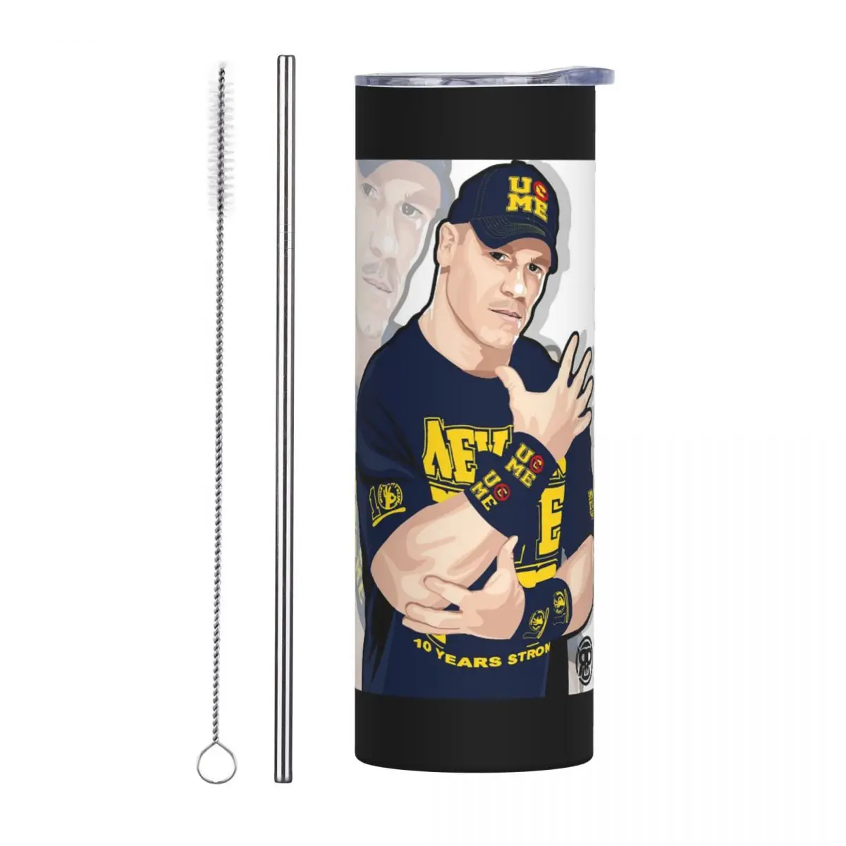 

John Cena Stainless Steel Tumbler Vacuum Insulated Mug Thermal Cold Bottle Straw With Lid 20oz