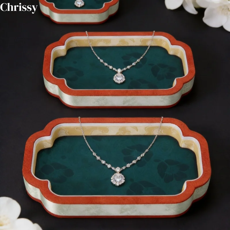 

Handmade Silk Embroidery Jewelry Display Tray – Antique Chinese Palace Organizer for Bracelet, Jade, Agate, Islamic Gift