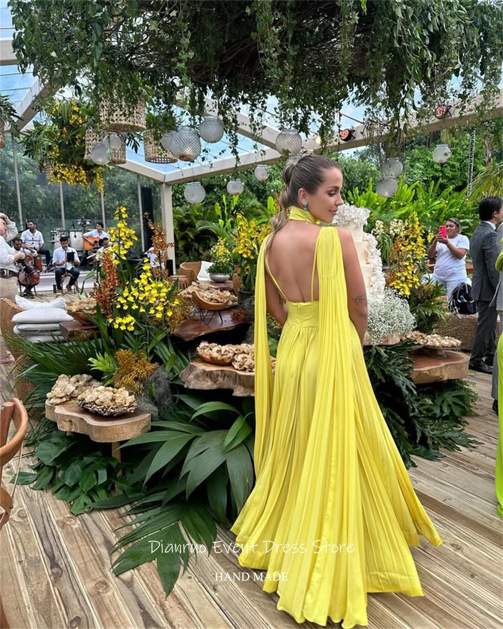 فساتين سهرة Dianruo فوشيا مكشكشة بدون ظهر ورقبة على شكل V عميقة من الشيفون رداء De Soirée مثير فيستدوس دي فييستا أنيقة مخصصة #6