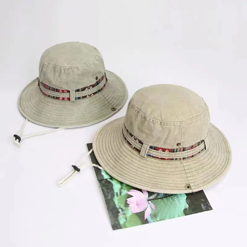 Sombrero de pescador de algodón puro para hombre y mujer, gorra para el sol al aire libre, para escalada de montaña, visera para el sol, ocio,