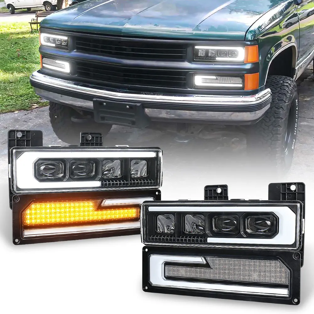Ruchoma z mile widzianą lekką ciężarówką DRL włączony kierunkowskaz zamiennik reflektora dla 1988-1998 Chevy GMC podmiejskiego Silverado