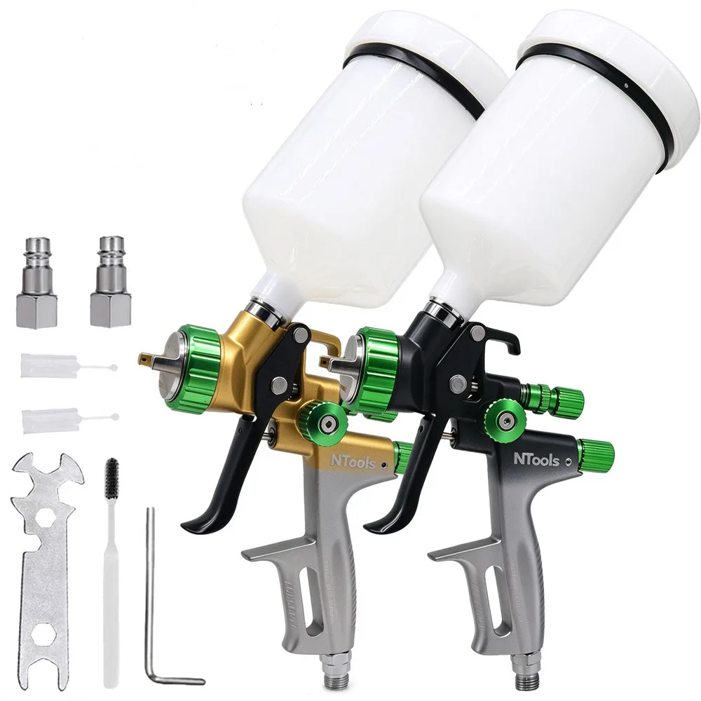 2Pcs HVLP Paint Spray Gun Kit 1.3mm 1.8mm Nozzle, High Atomization Auto Spray Gun, Uniform Fine Spraying for Car Refinishing