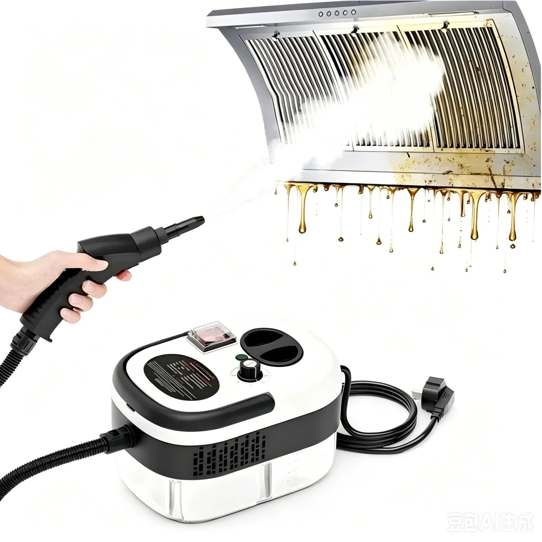 2500W Handgehaltener Dampfreiniger mit Hochdruck und -temperatur für Klimaanlagen, Küchenhauben, Autos, Glasfenster, Böden und mehr zur Desinfektion und Reinigung