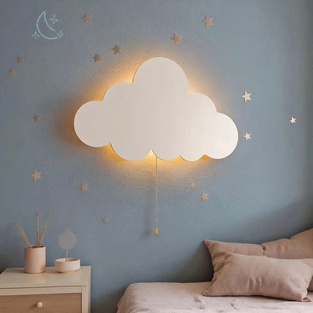 

LED Floating Cloud Wall Lamp, Suitable for Nurseries and Children's Bedrooms | Battery-Powered Hanging Night Light, Bedroom Deco