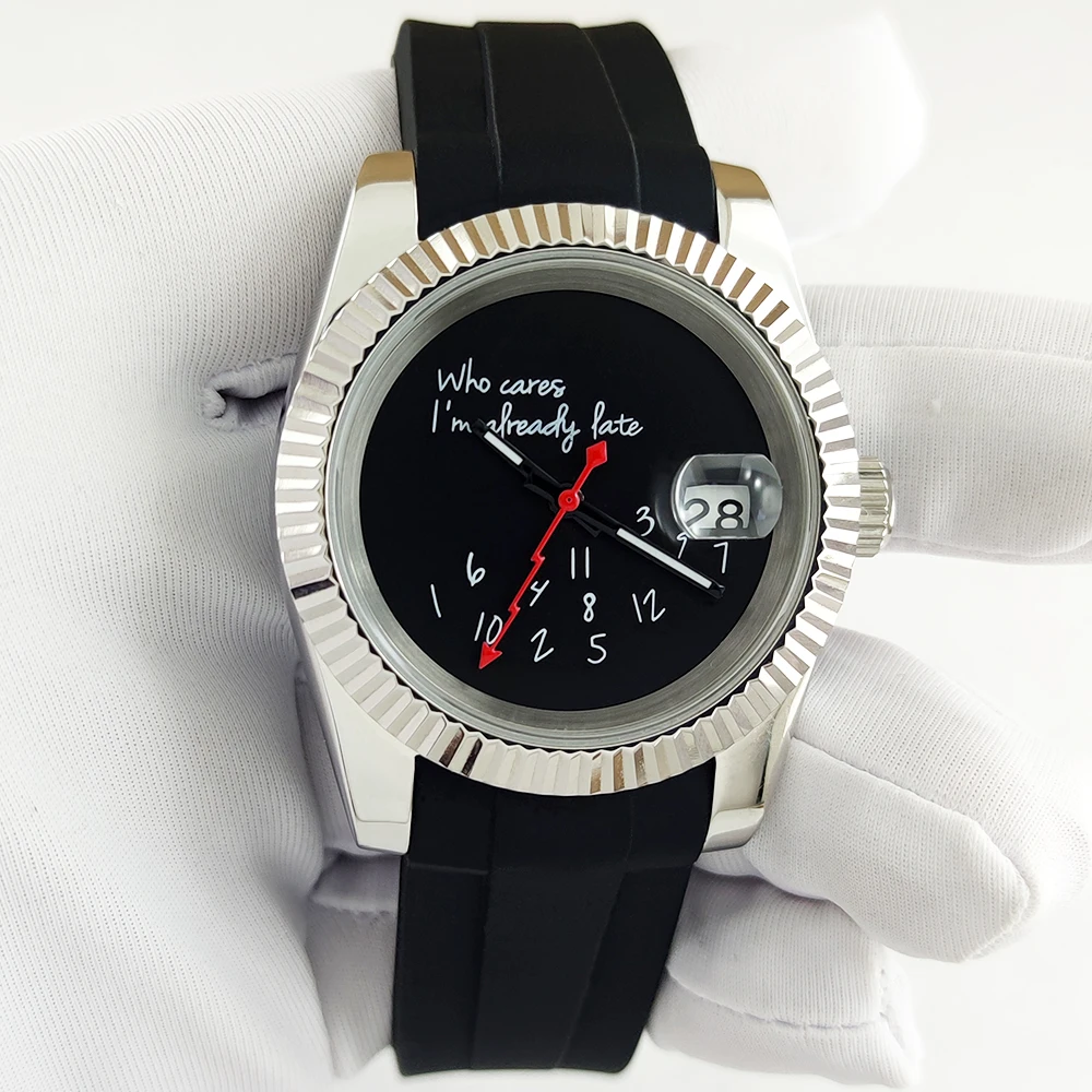 

Часы NH35, 39 мм/36 мм, с надписью «Кого интересует, что я уже опаздываю», подходят для механизма NH35/36, мужские часы, аксессуары для часов
