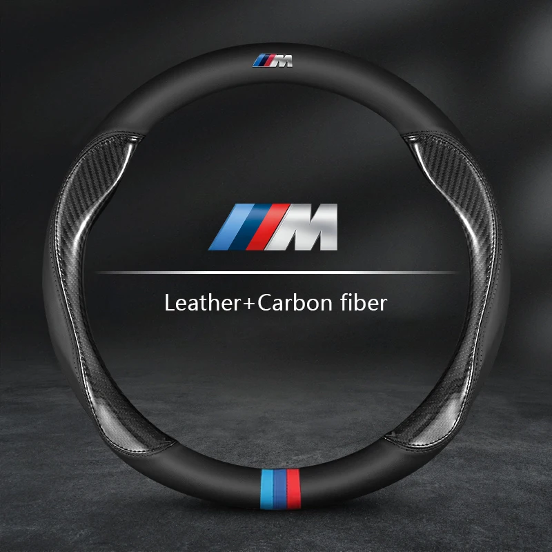 Carbon Fiber Leather Car Steering Wheel Cover, Auto Accessories, For BMW X1 X3 X5 X7 G20 G30 E39 E46 E87 E90 E92 F10 F15 F25 F30