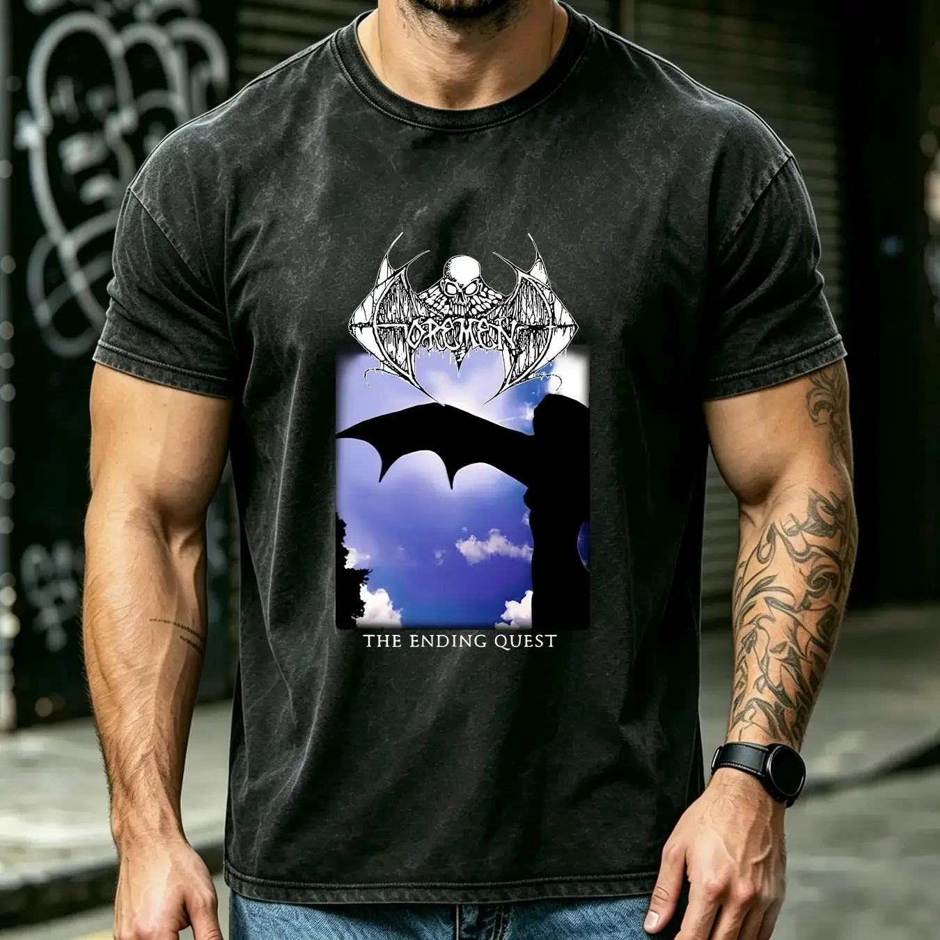 washed T Shirt Limited New Gorement The Ending Quest Sweden Death Metal Band Logo S 4XL long or short sleeves vintage Washed