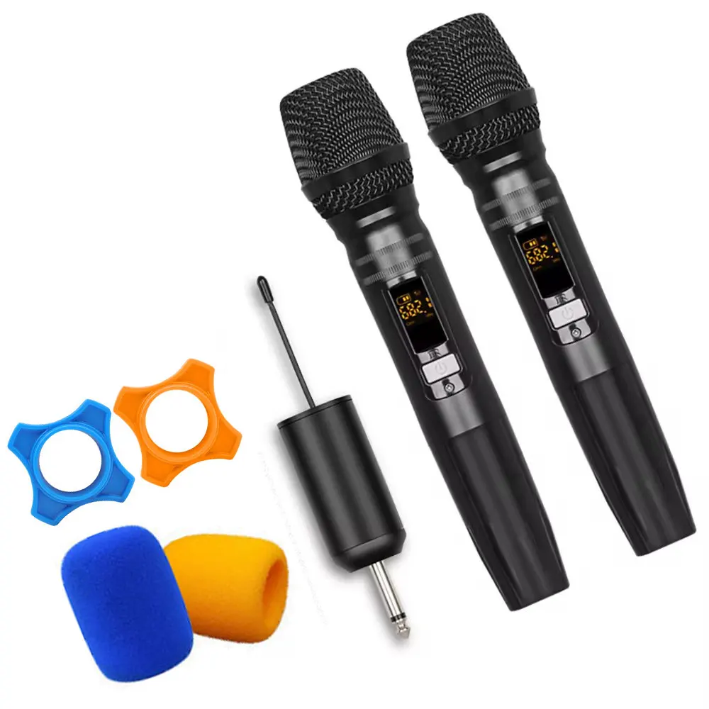 Universal U-band wireless two channel microphone for live streaming of karaoke, outdoor sound, conference interviews, stage micr