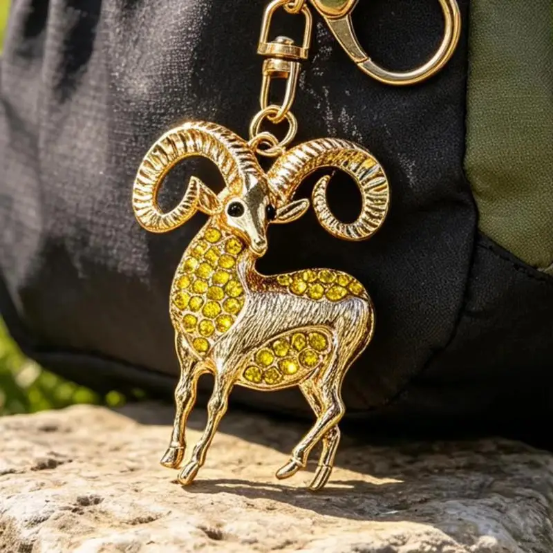 1 Stück Funkelnder Strass-Ziegenanhänger Rucksack-Schlüsselanhänger Leichter Dekorativer Auto-Anhänger mit Karabinerhaken Schlüsselhalter – Detail 2