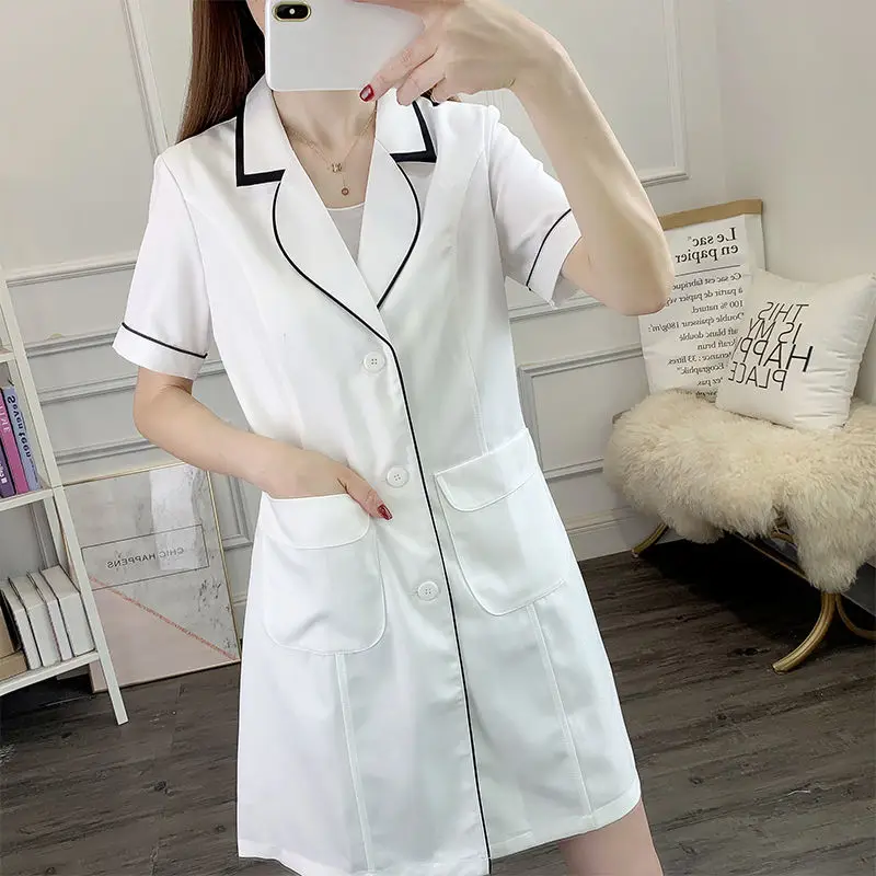 Short Spa Uniforms Women Workwear Beauty Clothing Beautician scrubs Work Clothes Beauty salon dress Uniform Wholesale ab coat