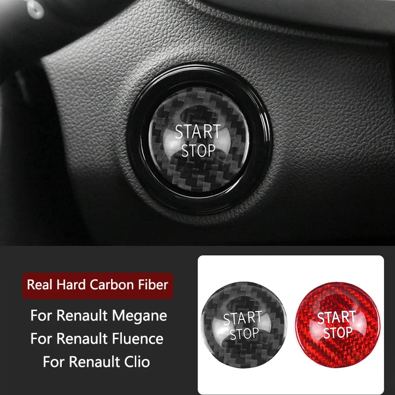 

Real Hard Carbon Fiber Engine Start Stop Button Sticker for Renault Megane Fluence Clio Koleos Duster Captur Laguna Accessories