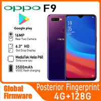 OPPO F9 Mobile phones Global firmware 6.3-inch MediaTek Helio P60 version Android 8.1 4GB 128GB rear fingerprint used phone