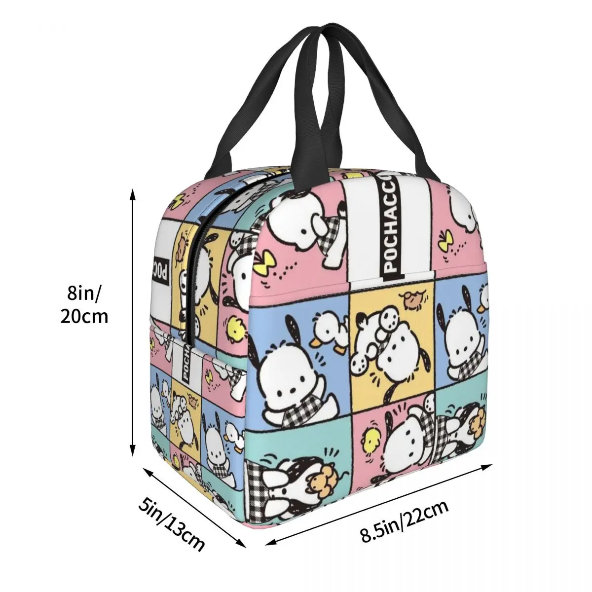 Pochacco Paterrn borsa termica per il pranzo borsa termica riutilizzabile per cani da cartone animato ad alta capacità Tote Lunch Box Beach Outdoor