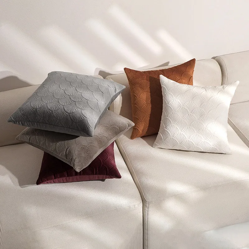 

Solid Color Retro Quilted Cushion Cover Dutch Velvet Light Luxury Pillowcase Modern Decorative Design Pillows for Sofa 2025