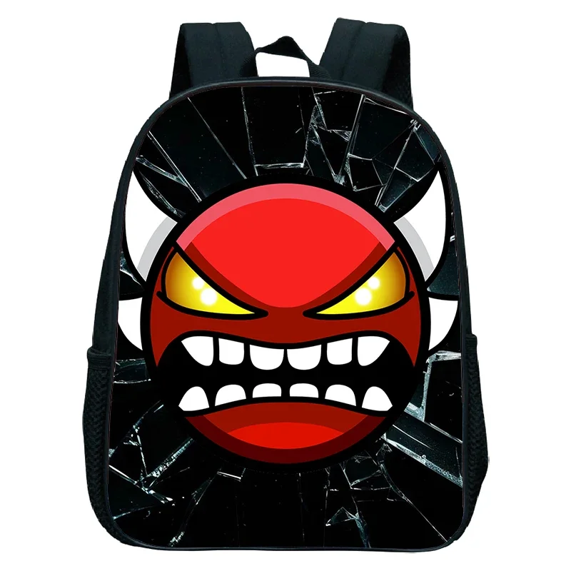 Game Angry Geometry Dash Kindergarten School Bag Boys Girls 12 Inch Backpack Kids Bookbag Baby Anime Daypack Waterproof Backpack