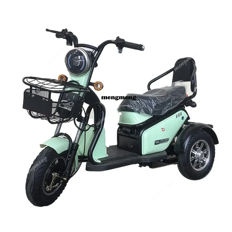 Wholesale Mini Three Wheel Electric Delivery Tricycle With 2 Storage Baskets 3 Wheel Electric Tricycle 2 Seats Electric