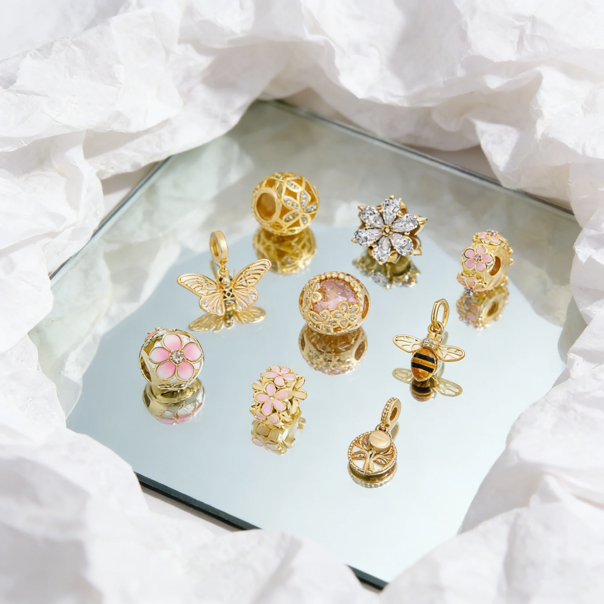 

Hot Butterfly Daisy Flower Four-leaf Clover Sparking Pendant fit Original Bracelet Necklace Beads for Diy Jewelry Women Gift