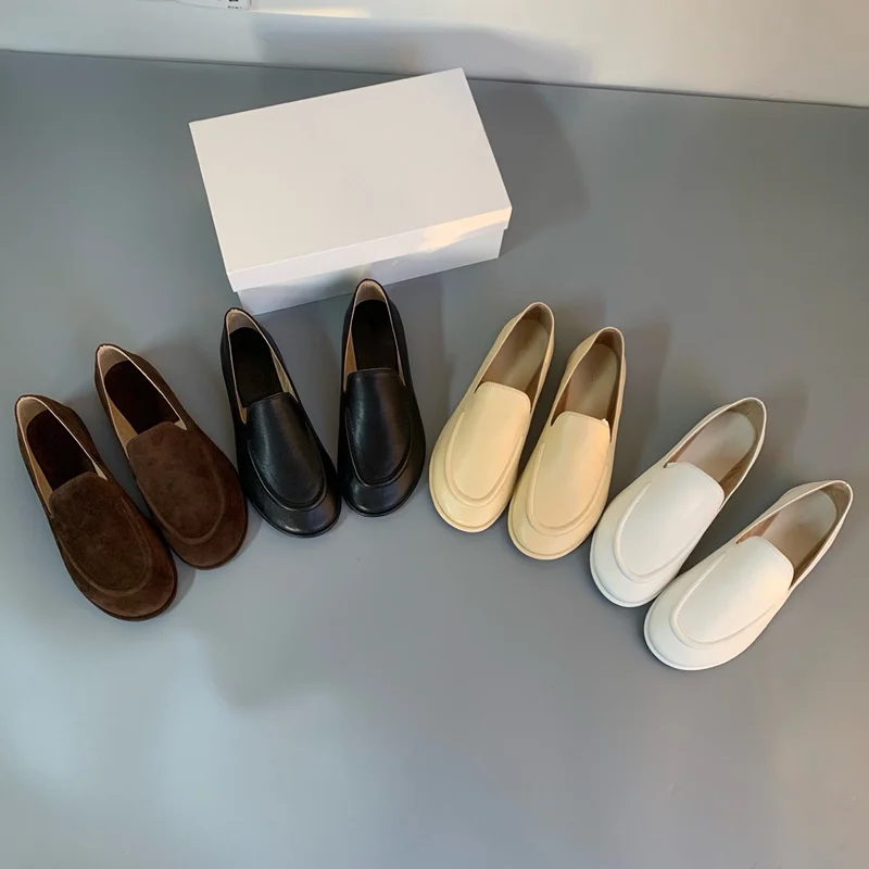 

Withered 2026 Quality Women's Shoes Minimalist Genuine Leather Loafers French Elegant Commuting Casual Flat Shoes For Women