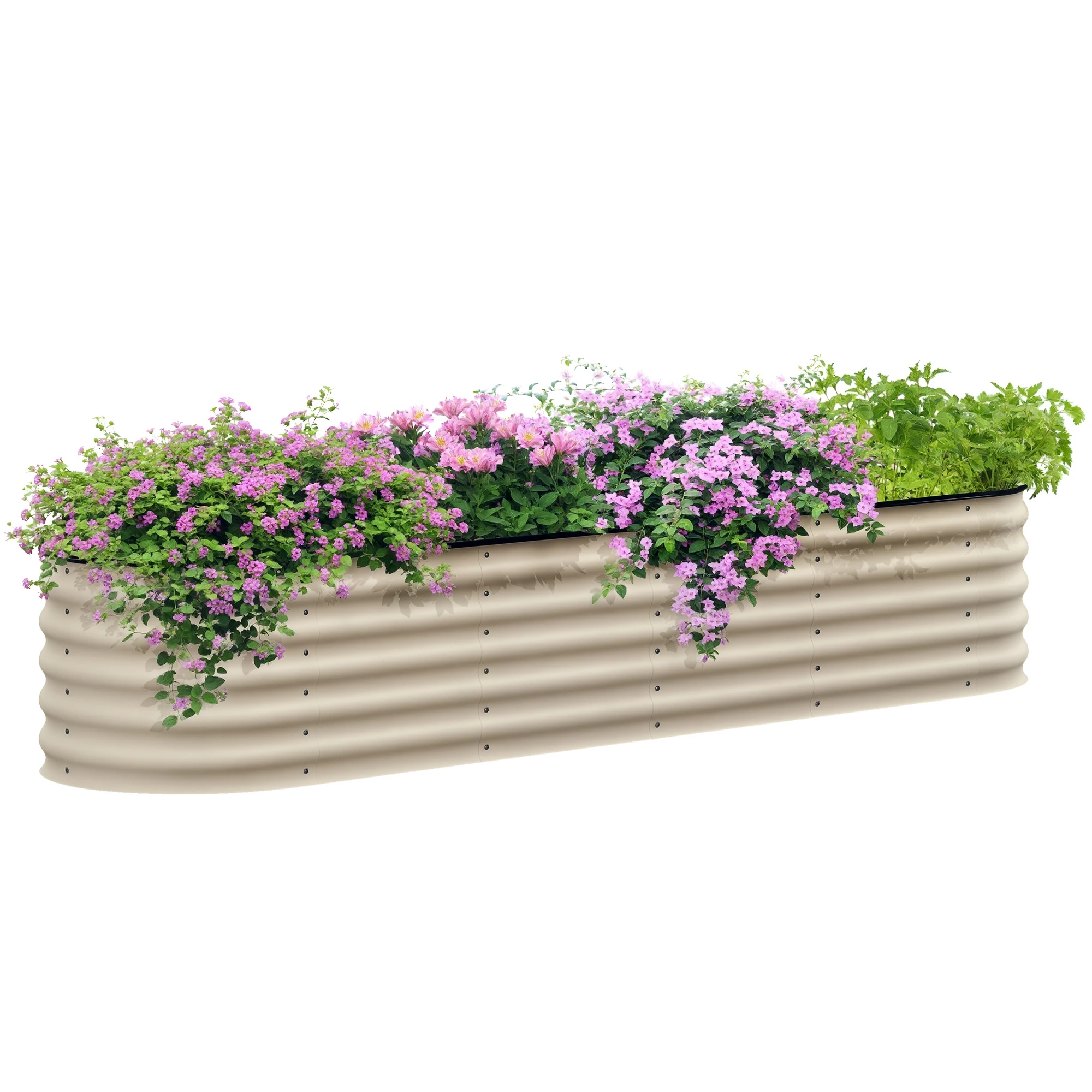 Galvanized Raised Garden Bed Planter Box, 7.9' x 2' x 1.4', Cream